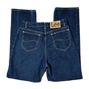 VTG 80s LEE High Waisted Dark Wash Straight Leg Mom Denim Jeans
